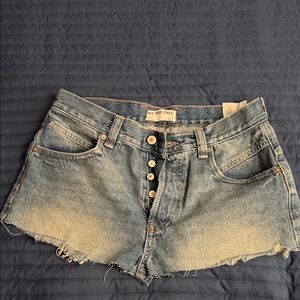 We The Free Faded Blue Button-Front Denim Cutoff Shorts
